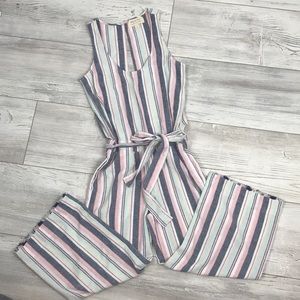 Anthropologie Striped Sleeveless Jumpsuit in Pink, Blue & White